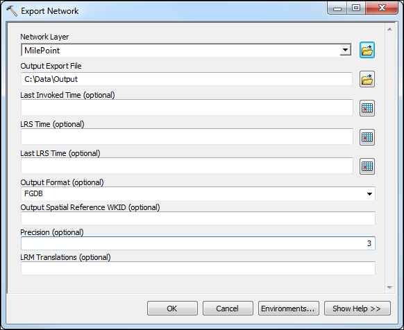 Export Network geoprocessing tool